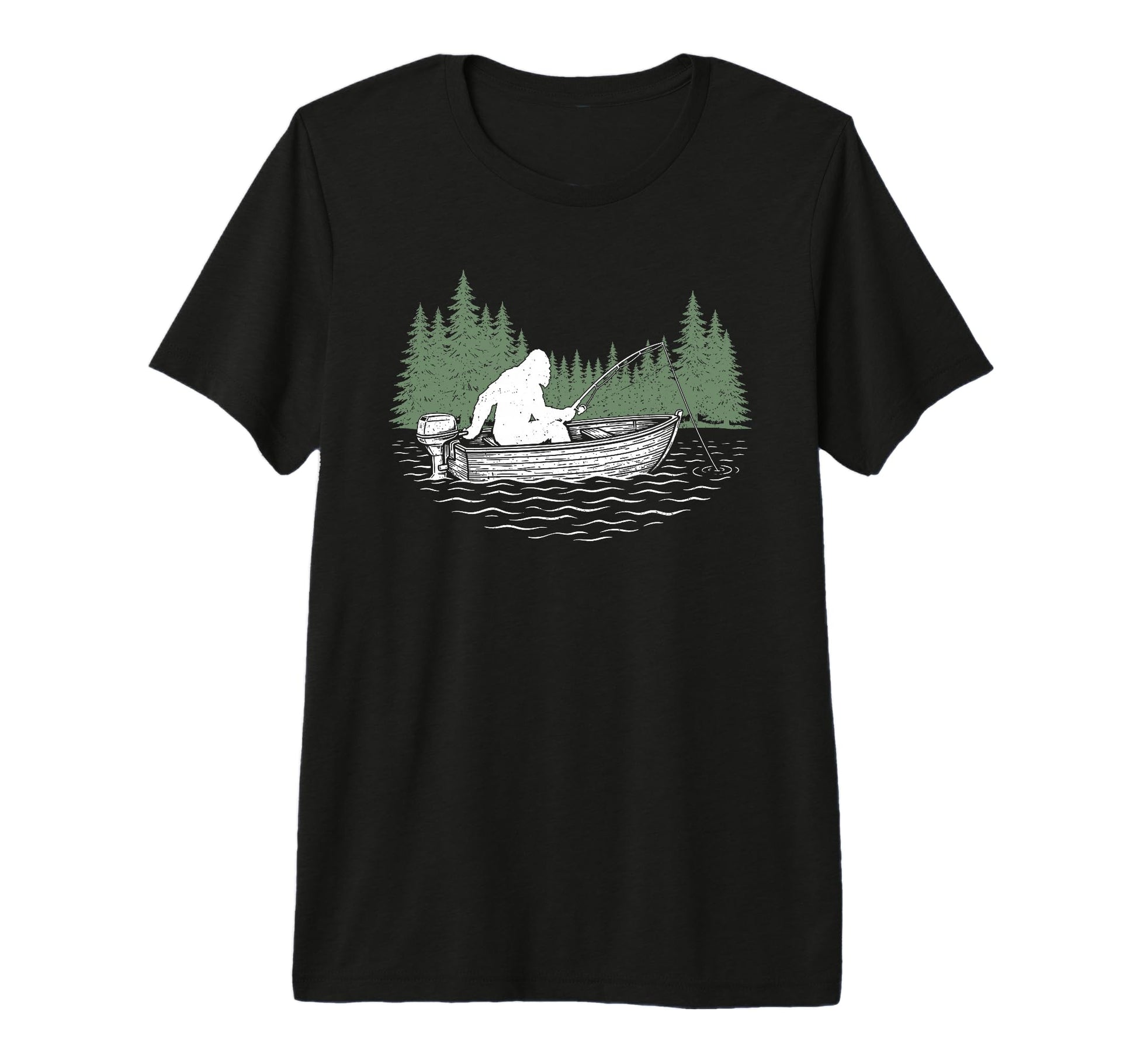 Bigfoot Sasquatch Fishing Dad Camping T-Shirt - Custom Art Print Men Women - T-Shirt, Sweatshirt, Hoodie