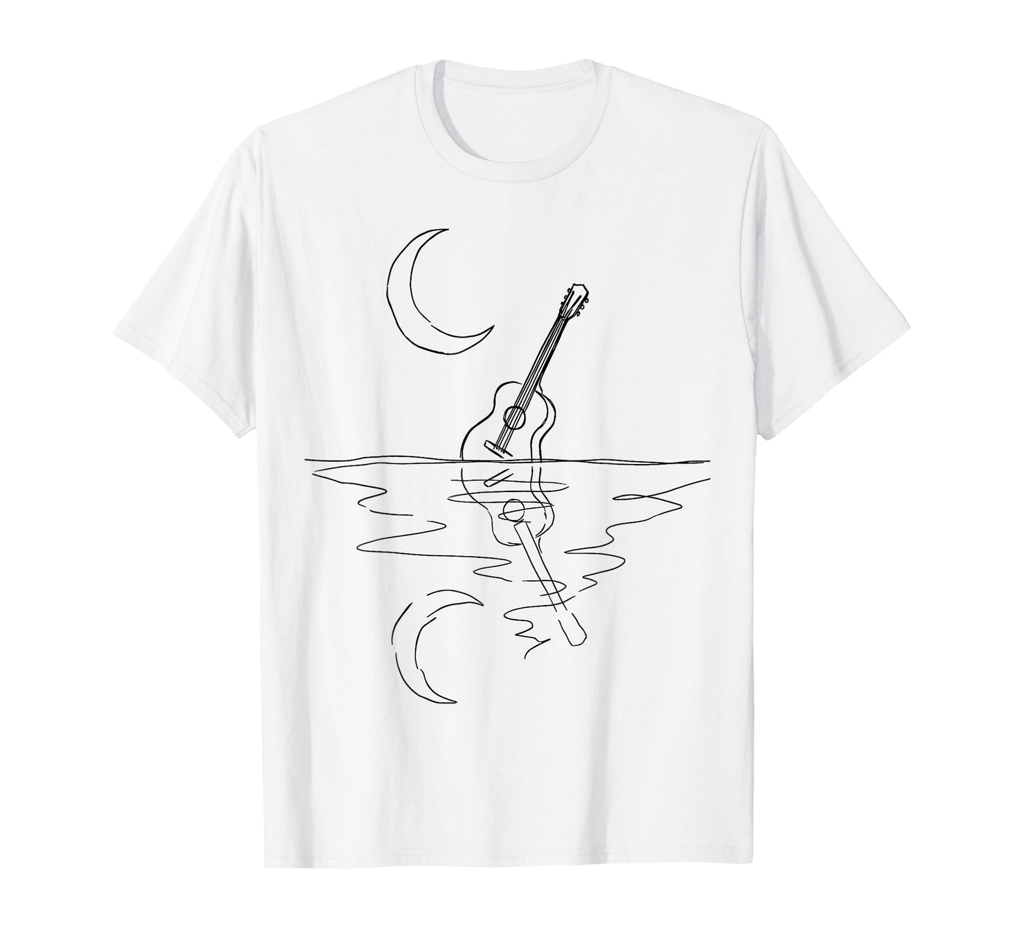Guitar Lake Reflection Shadow Musician T-Shirt - Trendy Graphic Unisex - T-Shirt, Sweatshirt, Hoodie