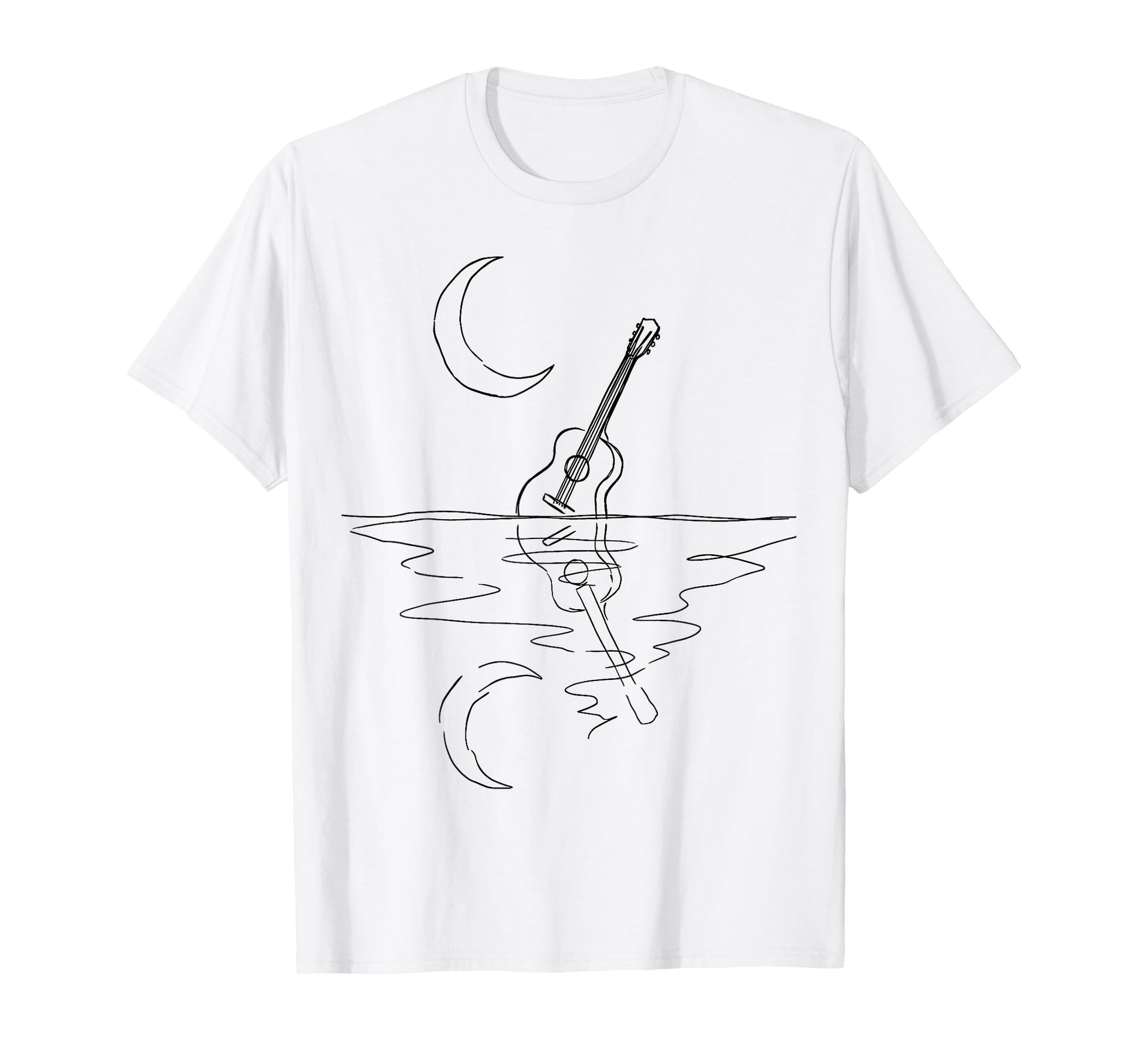 Guitar Lake Reflection Shadow Musician T-Shirt - Trendy Graphic Unisex - T-Shirt, Sweatshirt, Hoodie