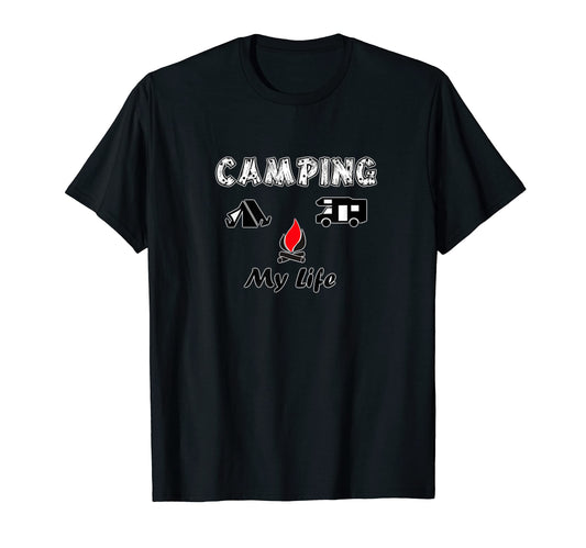 Camping My Life Camp Lover Rv Enthusiast T-Shirt - Custom Art Print Unisex - T-Shirt, Sweatshirt, Hoodie