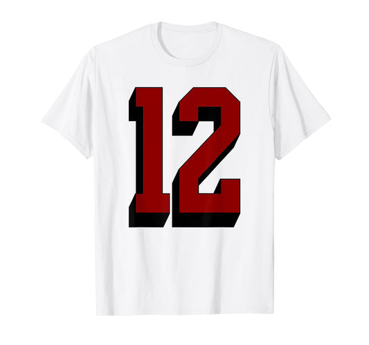 12 Number 12 Varsity Fan Sports Team T-Shirt - Unique Graphic Men Women - T-Shirt, Sweatshirt, Hoodie