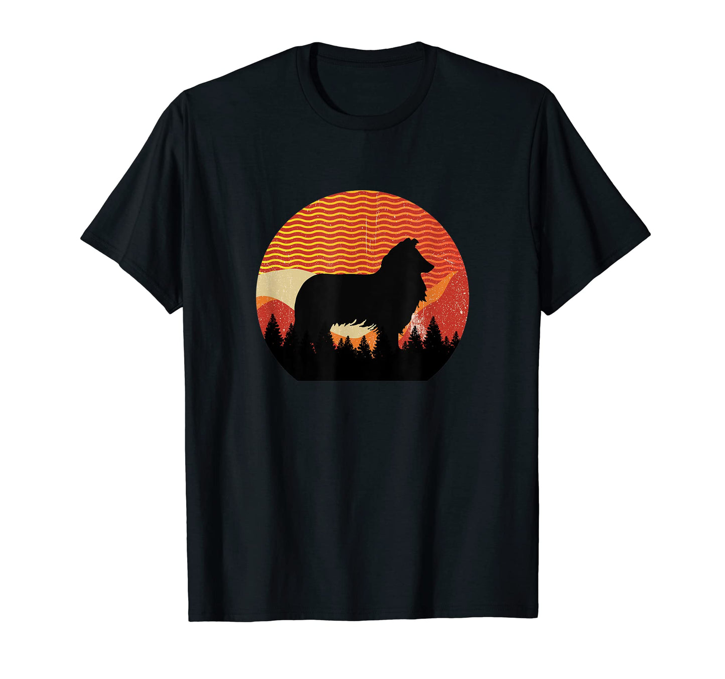 Wavy Sky Forest Rough Collie Dog T-Shirt - Fun Novelty Design Unisex - T-Shirt, Sweatshirt, Hoodie