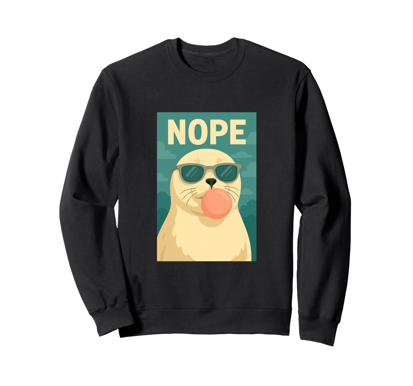 Harp Seal Nope Chewing Gum Bubble Sweatshirt - Novelty Apparel for Adults - T-Shirt, Sweatshirt, Hoodie