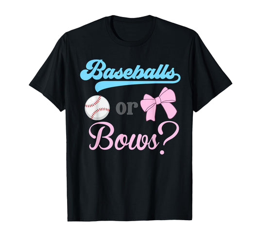 Baseball Or Bows Gender Reveal Party T-Shirt - Trendy Graphic Unisex - T-Shirt, Sweatshirt, Hoodie