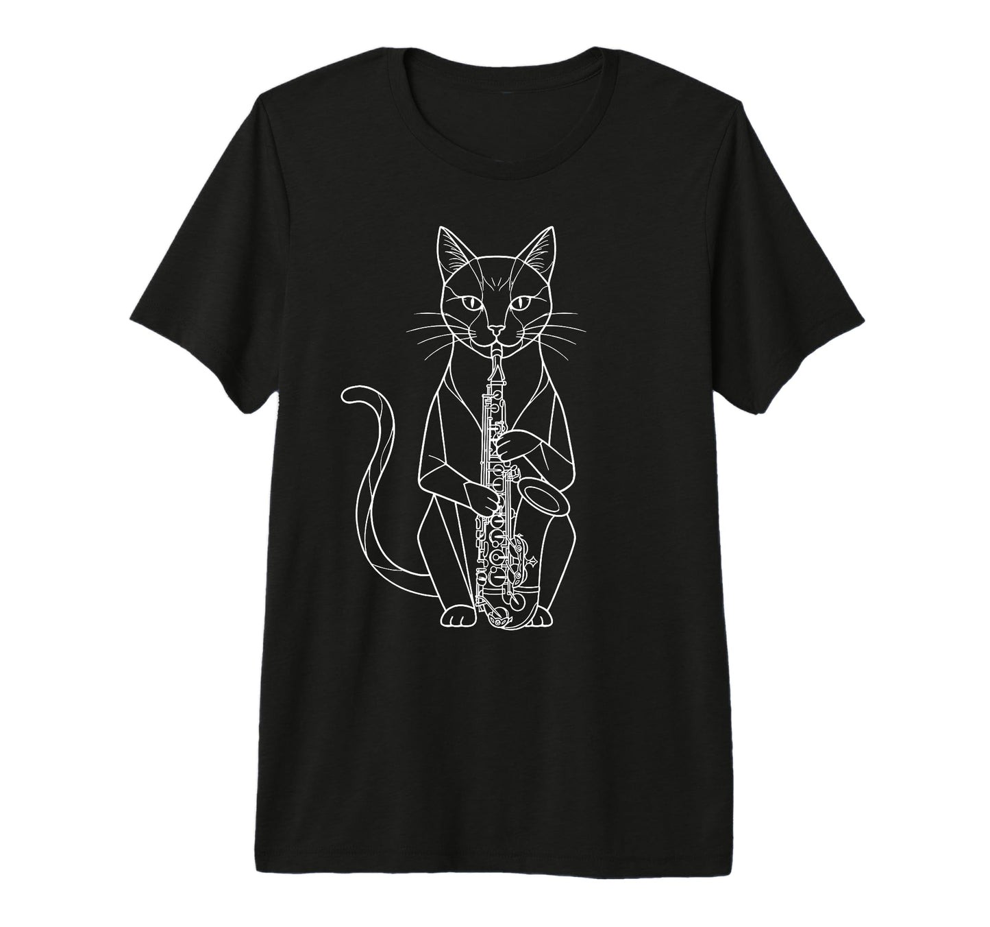 Cat Playing Saxophone Music T-Shirt - Casual Everyday Wear Unisex - T-Shirt, Sweatshirt, Hoodie
