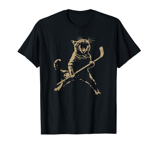 Cat Playing Ice Hockey T-Shirt - Streetwear Style Men Women - T-Shirt, Sweatshirt, Hoodie