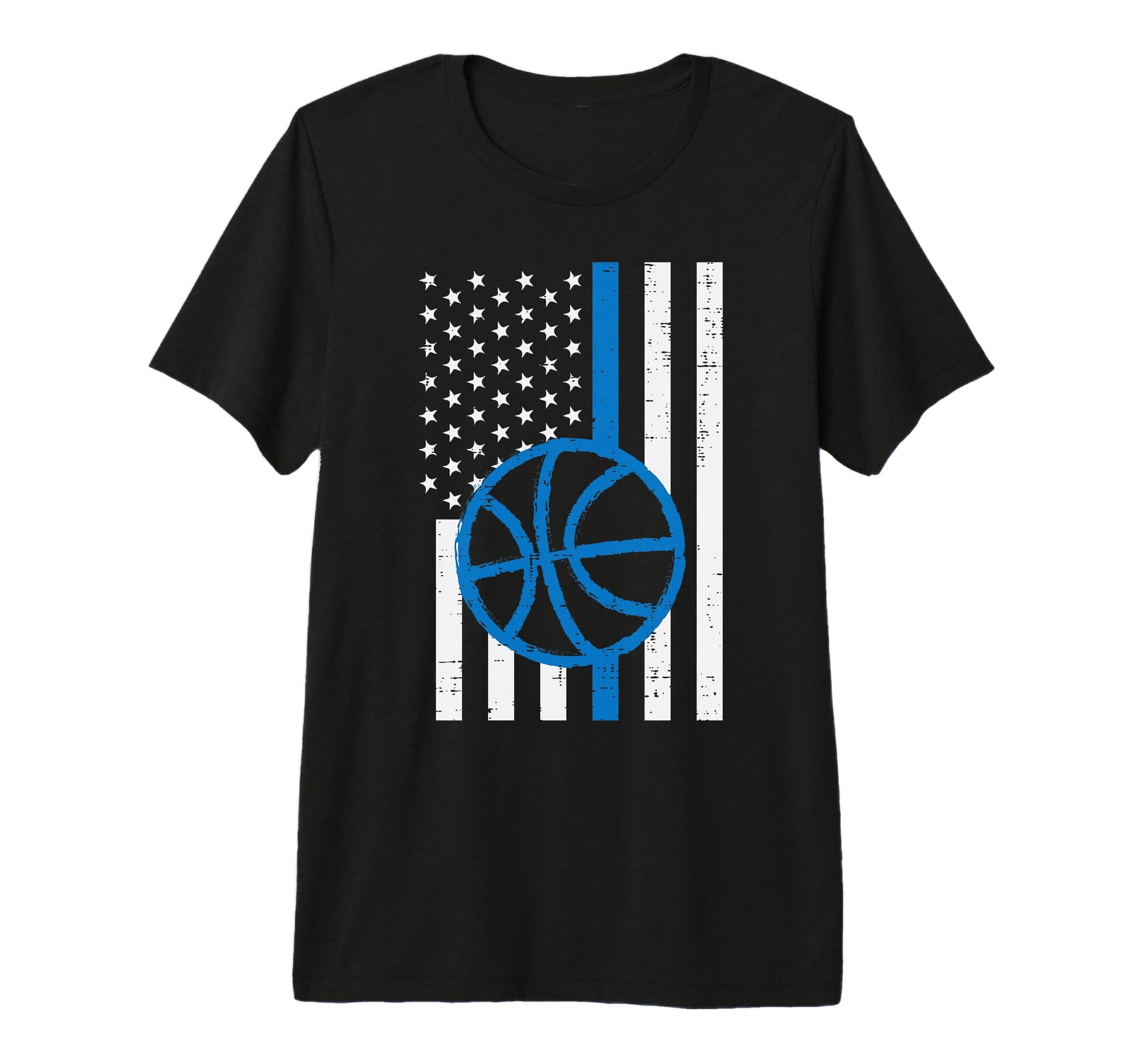 Us Flag Blue Line Basketball Patriotic T-Shirt - Trendy Graphic Unisex - T-Shirt, Sweatshirt, Hoodie