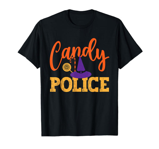 Candy Police Funny Halloween Party T-Shirt - Unique Graphic Unisex - T-Shirt, Sweatshirt, Hoodie