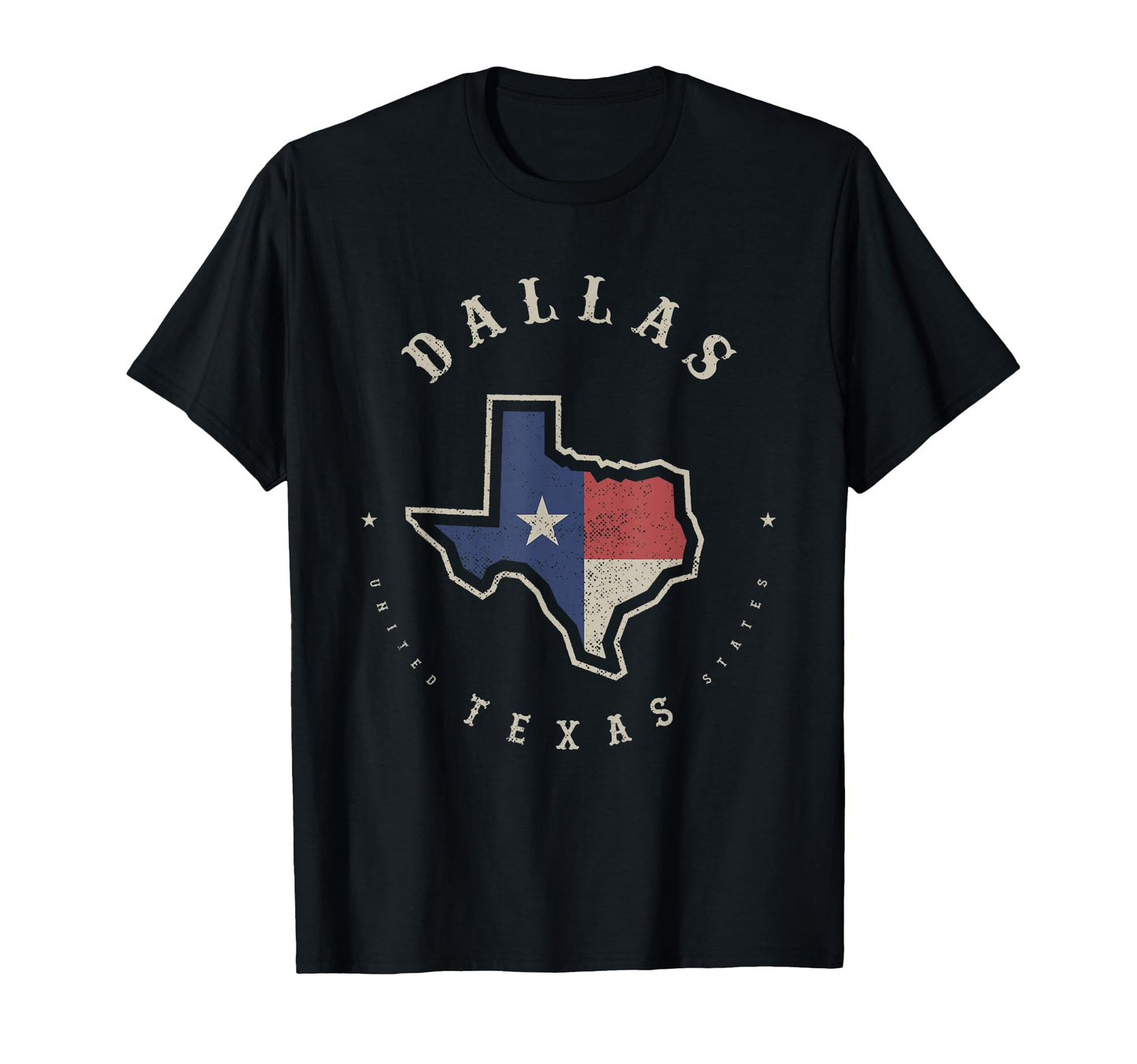 Dallas Texas State Flag Map T-Shirt - Casual Everyday Wear Men Women - T-Shirt, Sweatshirt, Hoodie