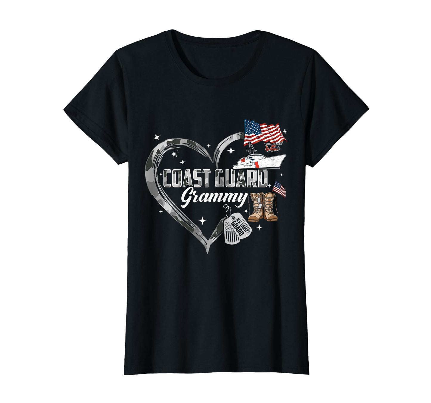 Proud Coast Guard Grammy Camo Heart T-Shirt - Graphic Print Men Women - T-Shirt, Sweatshirt, Hoodie