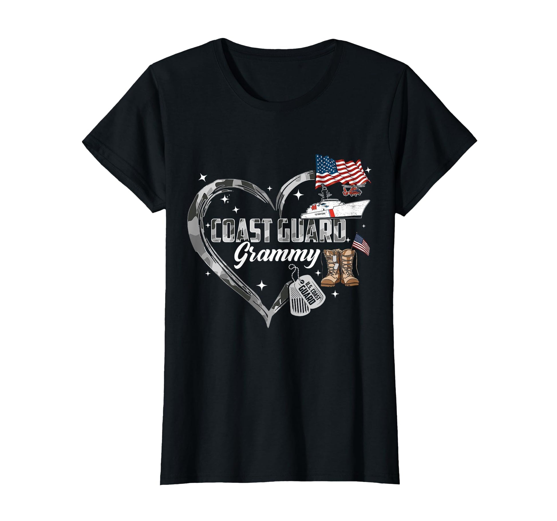 Proud Coast Guard Grammy Camo Heart T-Shirt - Graphic Print Men Women - T-Shirt, Sweatshirt, Hoodie