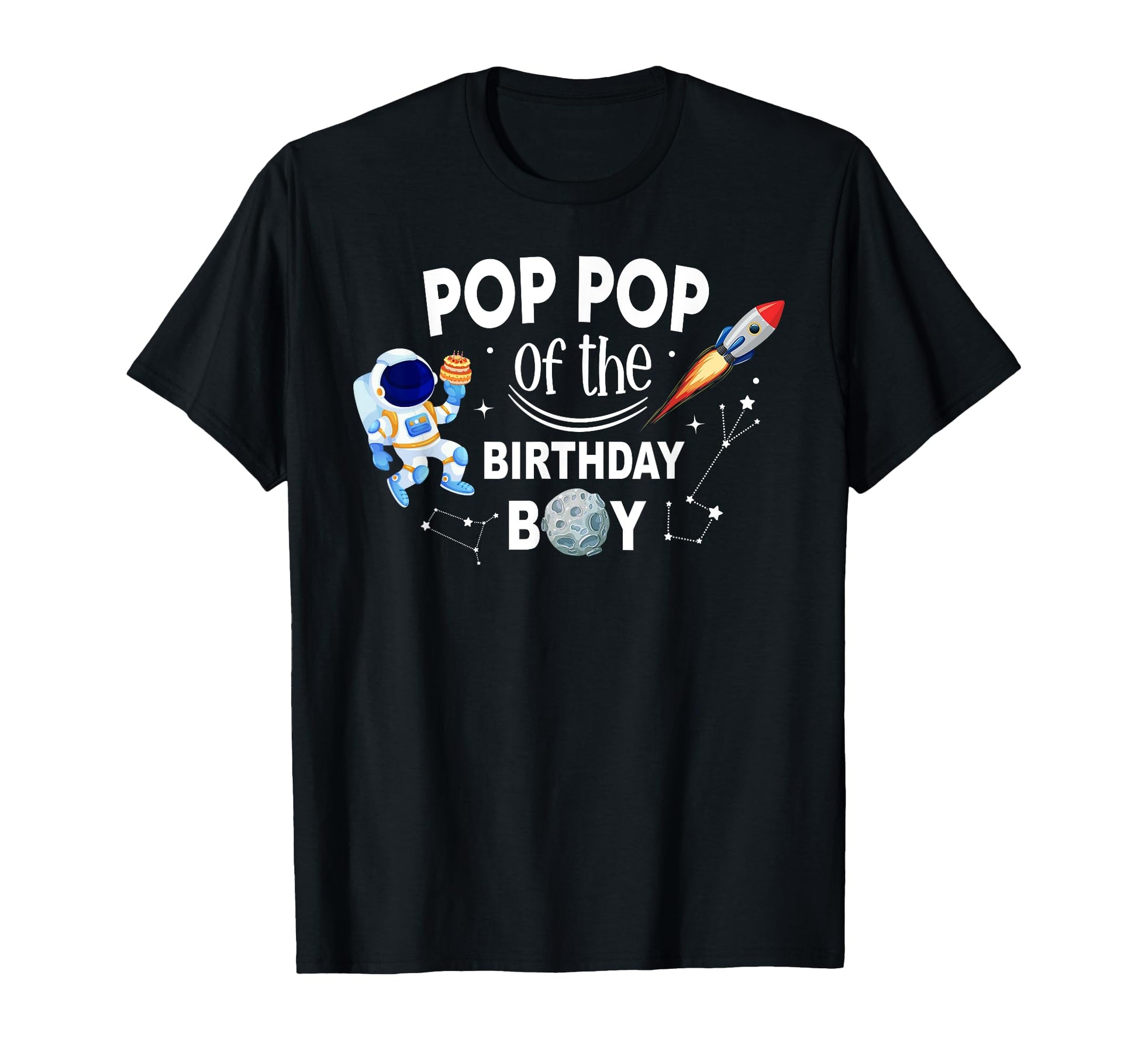 Pop Pop Birthday Space Astronaut T-Shirt - Minimalist Print Unisex - T-Shirt, Sweatshirt, Hoodie