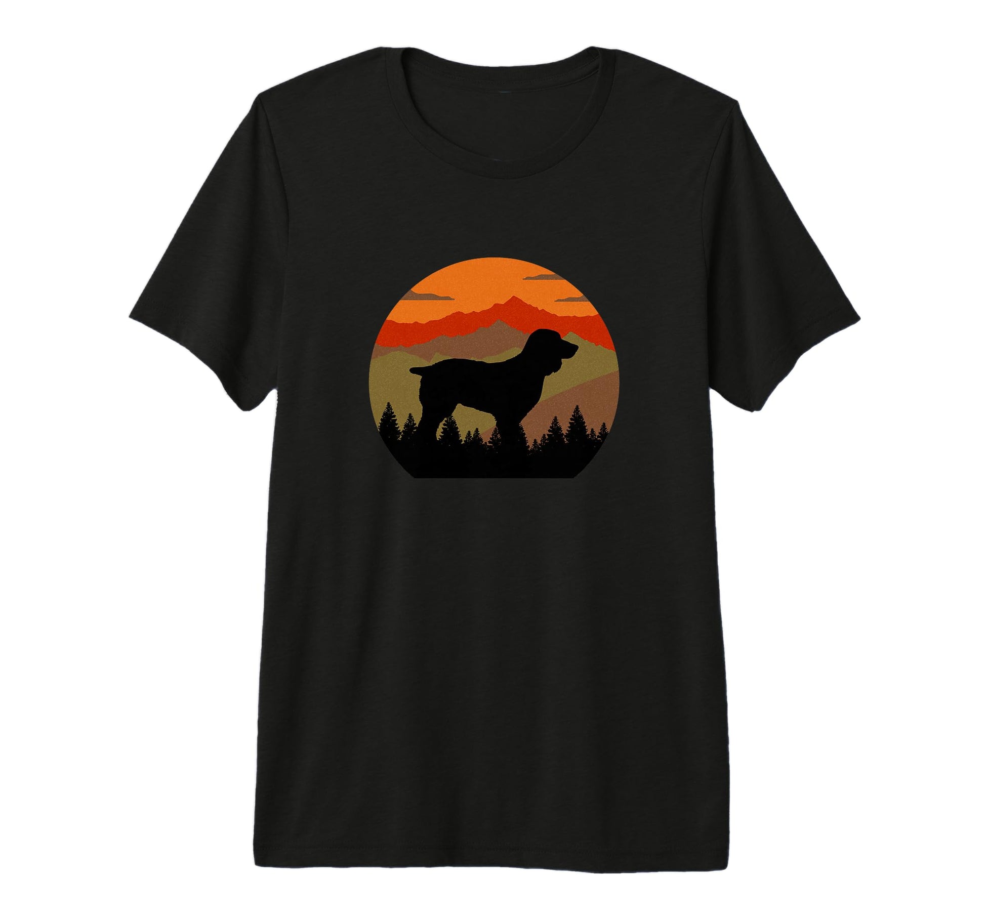 Boykin Dog Sunset Distressed Hiking T-Shirt - Casual Everyday Wear Unisex - T-Shirt, Sweatshirt, Hoodie
