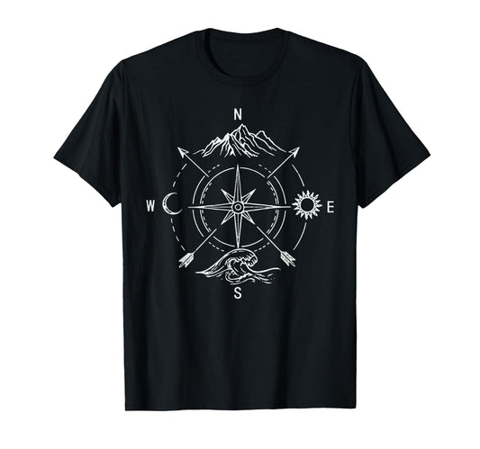 Adventure Landscape Compass Outdoor T-Shirt - Trendy Graphic for Adults - T-Shirt, Sweatshirt, Hoodie