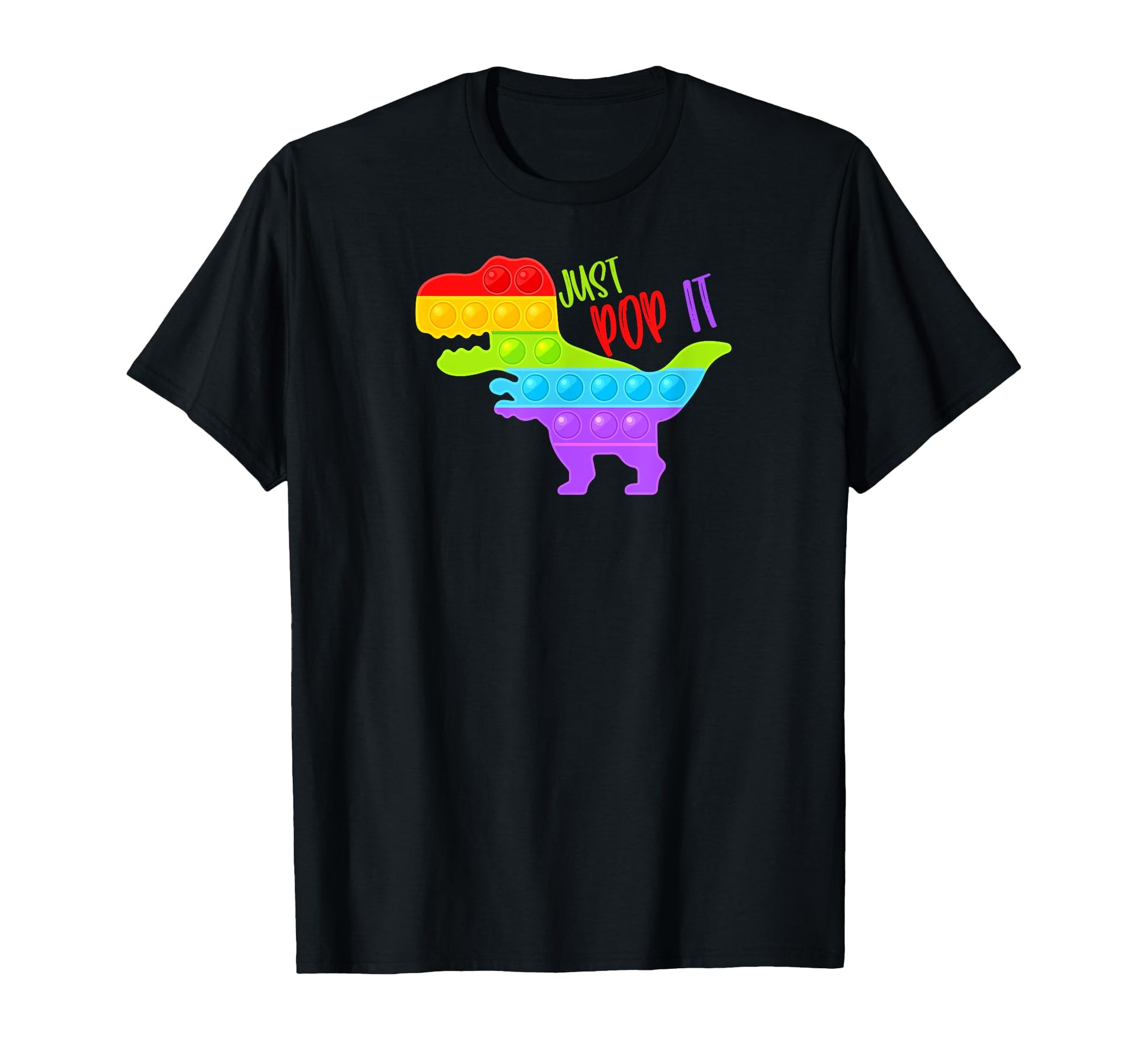 Dinosaur Rainbow Just Pop It Pop T-Shirt - Minimalist Print for Adults - T-Shirt, Sweatshirt, Hoodie
