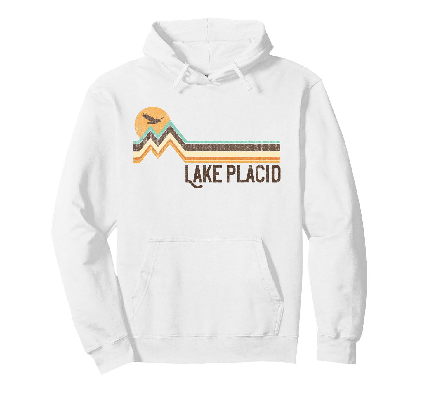 Lake Placid Ny 70S 80S Distressed Hoodie - Fun Novelty Design Unisex - T-Shirt, Sweatshirt, Hoodie