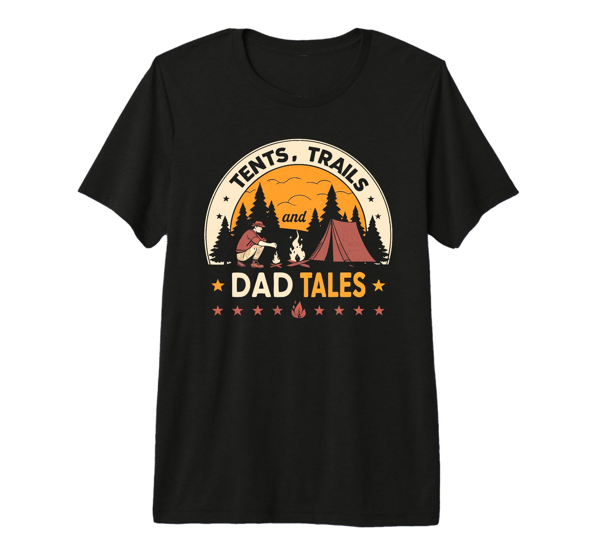 Mountains Campfires And Dad Tales Hiking T-Shirt - Trendy Graphic Unisex - T-Shirt, Sweatshirt, Hoodie