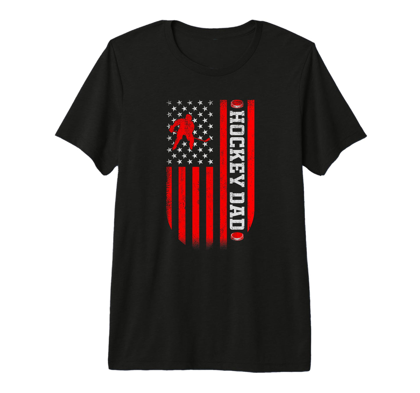 Hockey Dad Usa American Flag Fathers T-Shirt - Unique Graphic for Adults - T-Shirt, Sweatshirt, Hoodie