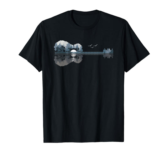 Acoustic Guitar Lake Music Guitarist T-Shirt - Minimalist Print for Adults - T-Shirt, Sweatshirt, Hoodie