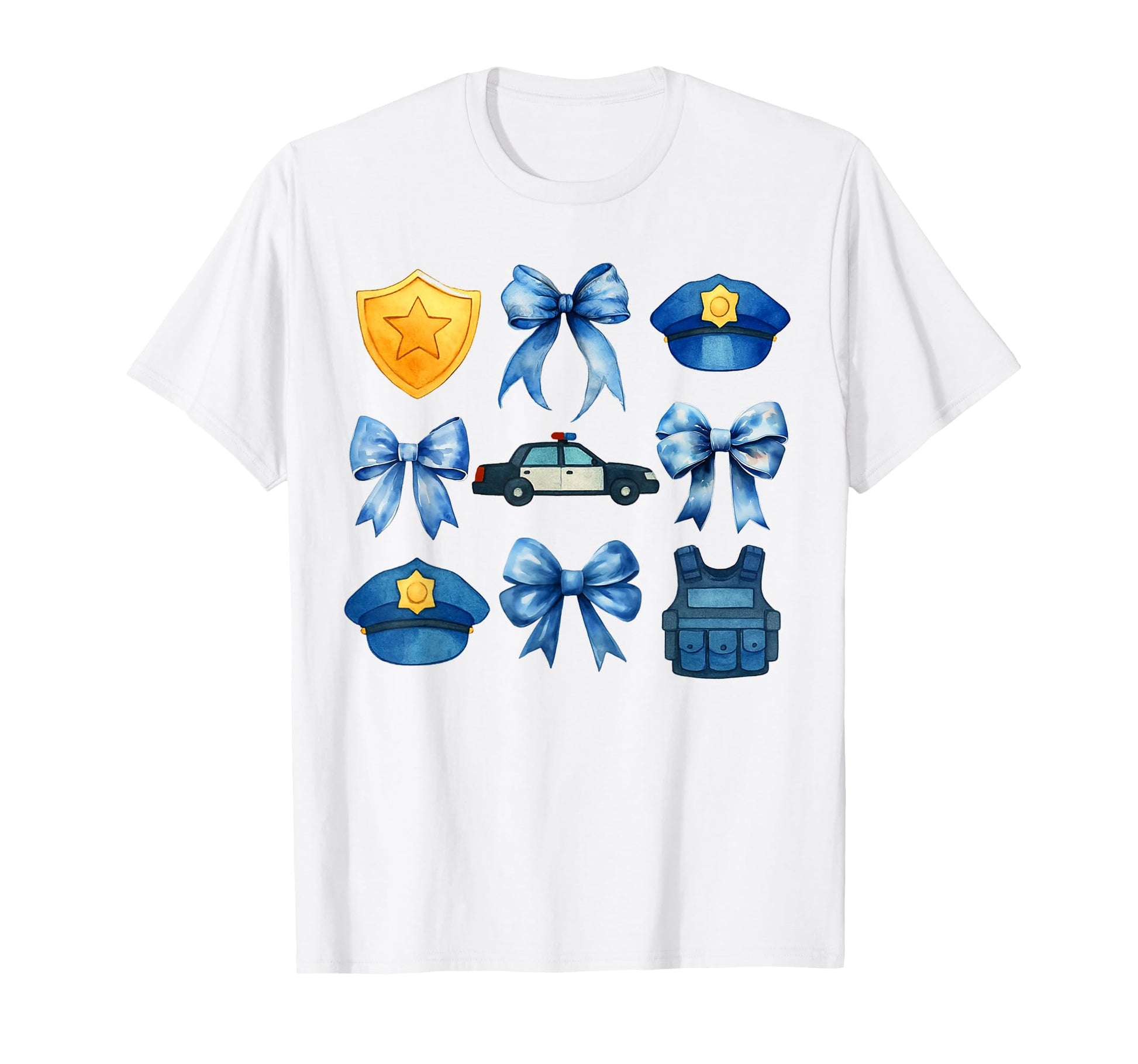 Proud Police Coquette Bow Policeman Police T-Shirt - Graphic Print Unisex - T-Shirt, Sweatshirt, Hoodie