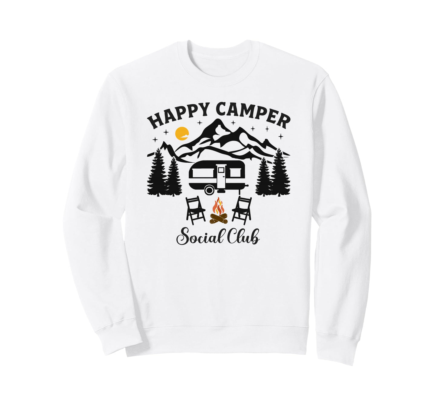 Happy Camper Social Club Funny Sweatshirt - Fun Novelty Design for Adults - T-Shirt, Sweatshirt, Hoodie