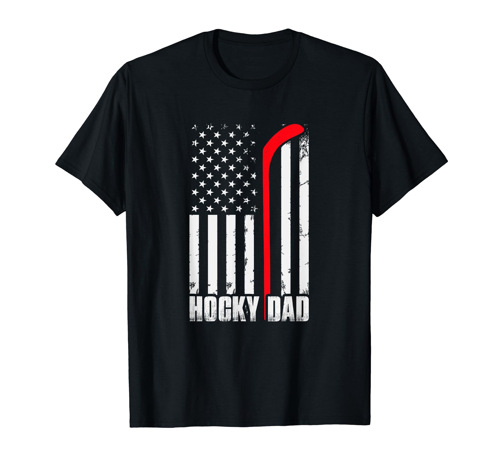 Hockey Dad Usa American Flag Fathers T-Shirt - Unique Graphic Men Women - T-Shirt, Sweatshirt, Hoodie