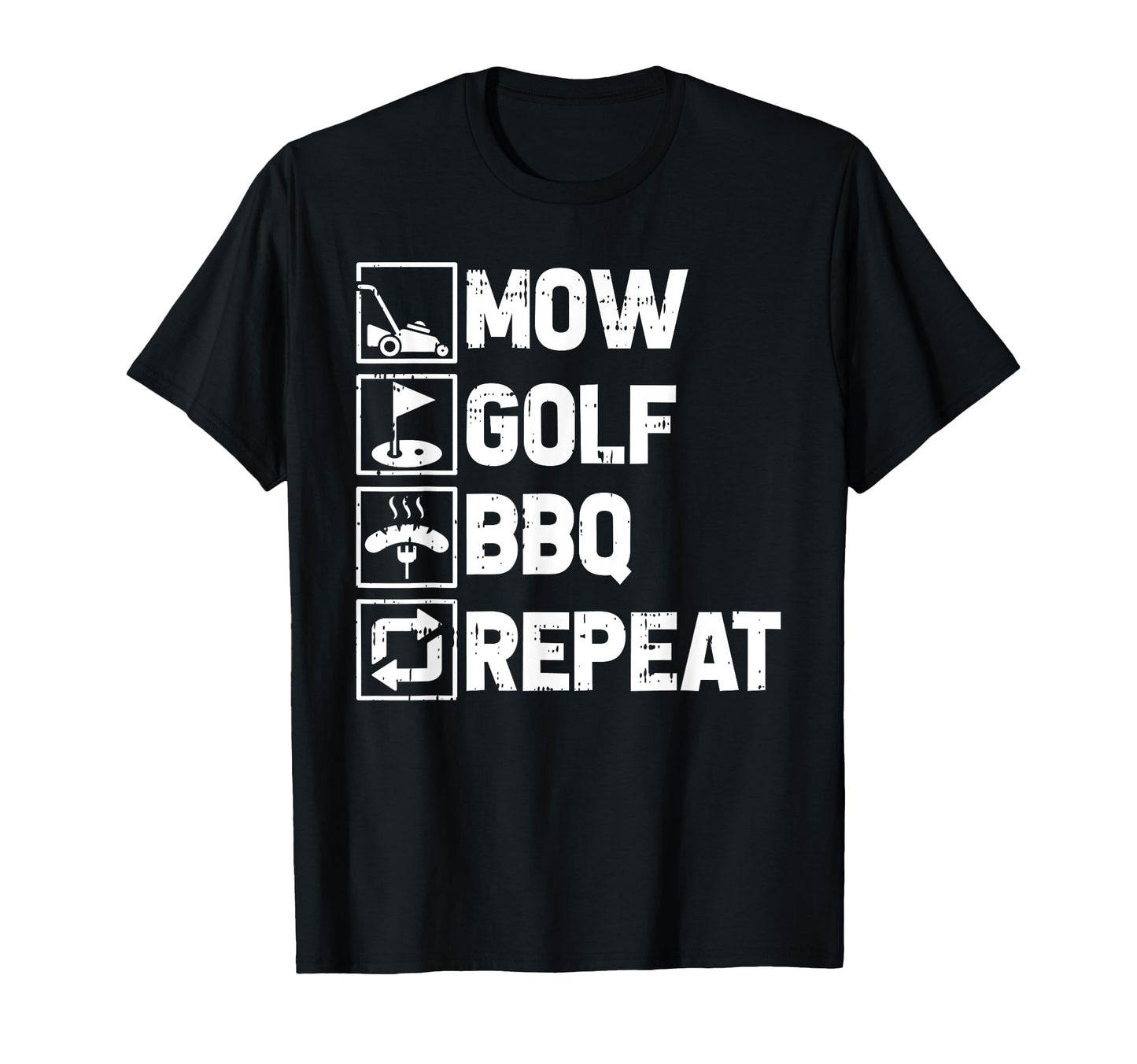 Mow Golf Bbq Repeat Fathers Day T-Shirt - Custom Art Print for Adults - T-Shirt, Sweatshirt, Hoodie