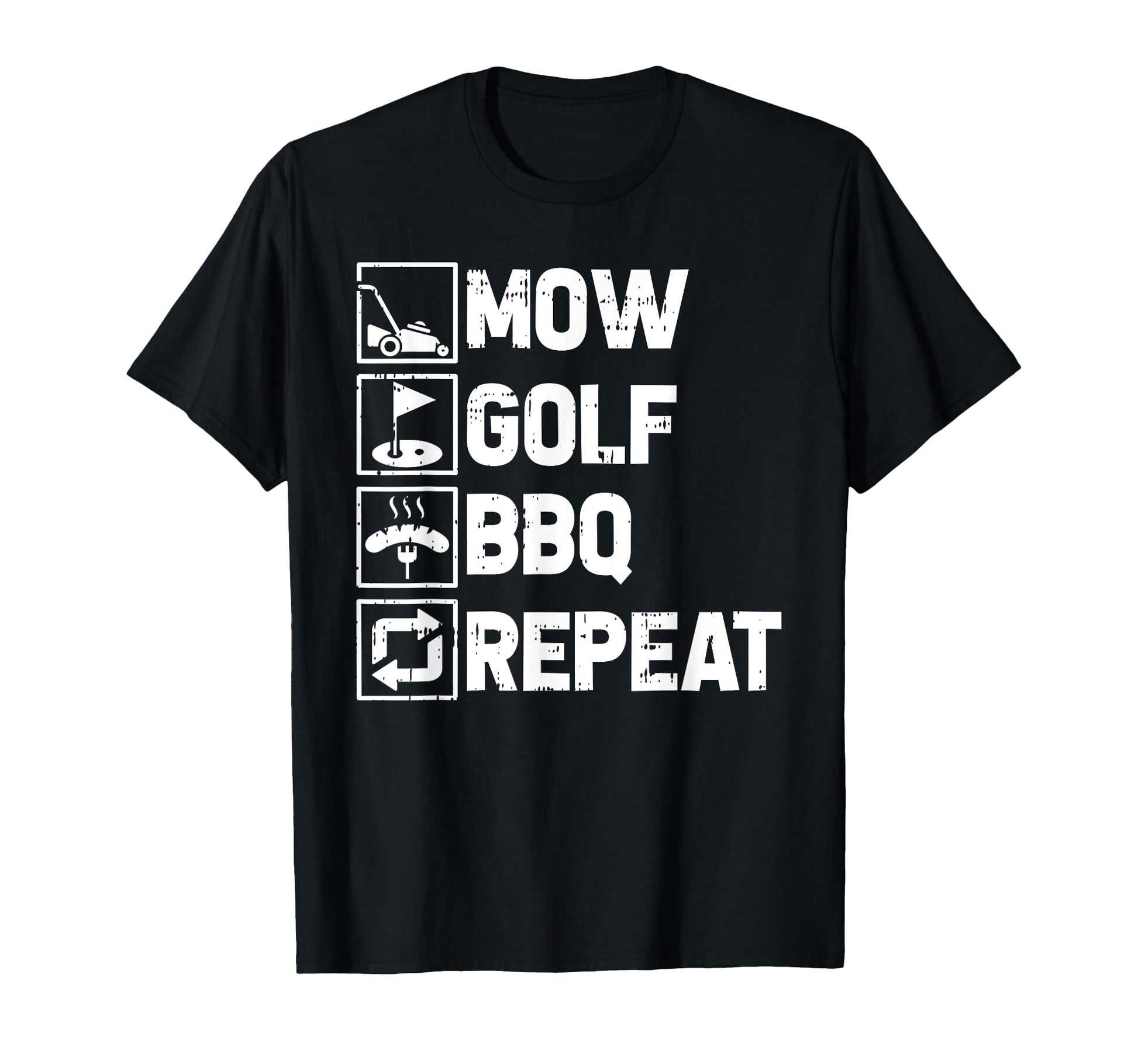 Mow Golf Bbq Repeat Fathers Day T-Shirt - Custom Art Print for Adults - T-Shirt, Sweatshirt, Hoodie