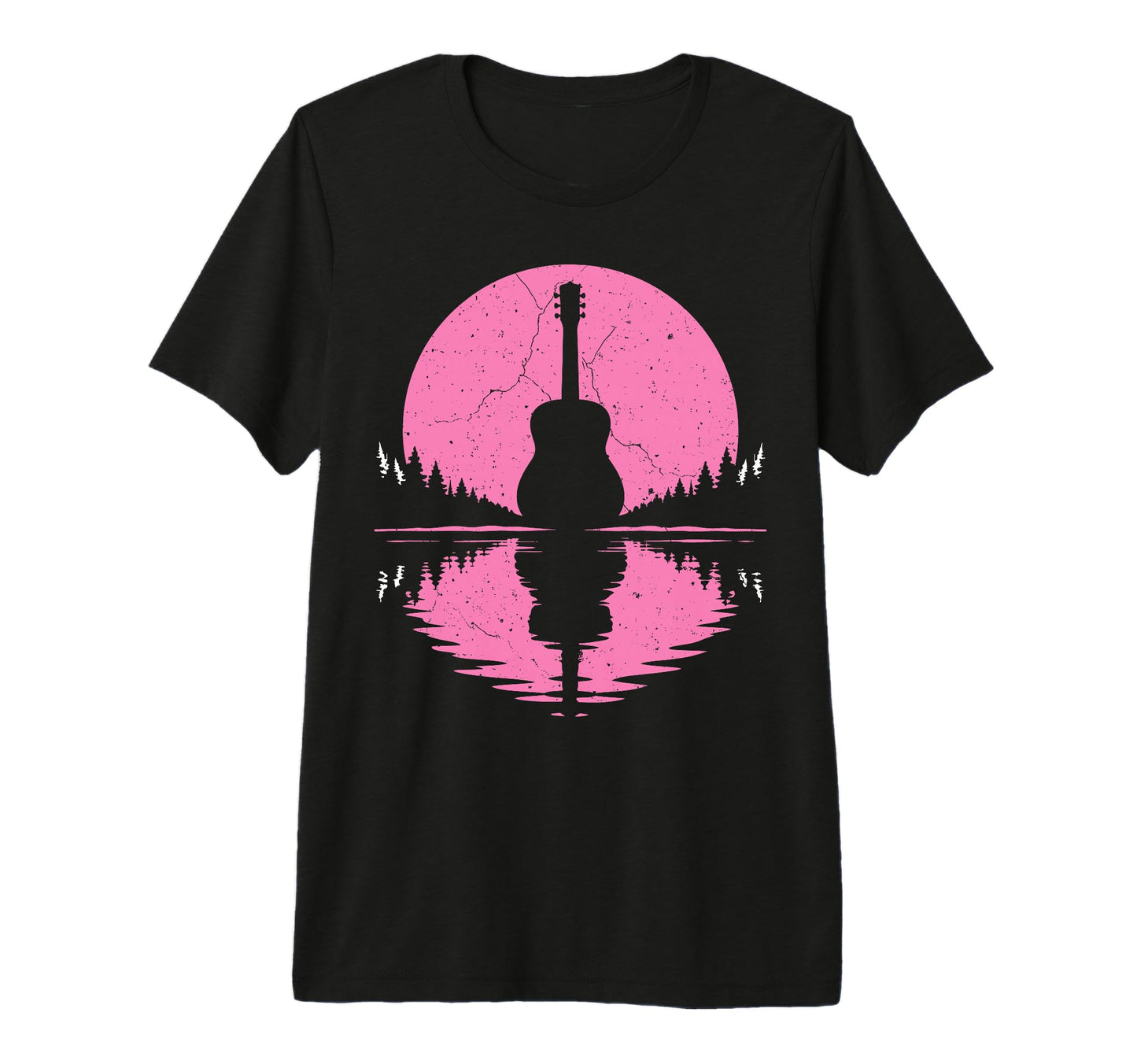 Guitar Lake Reflection Shadow Musician T-Shirt - Novelty Apparel Unisex - T-Shirt, Sweatshirt, Hoodie