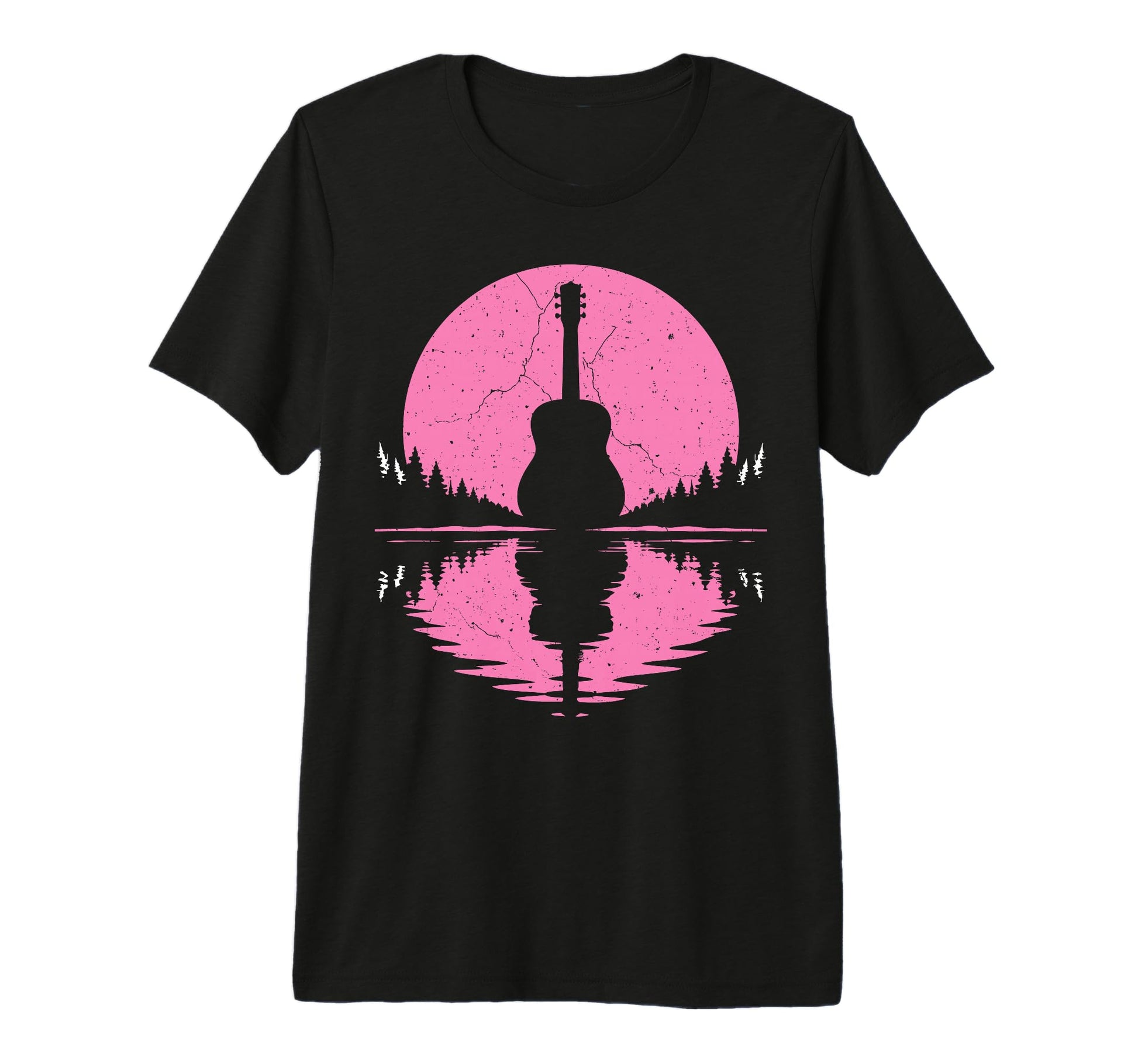 Guitar Lake Reflection Shadow Musician T-Shirt - Novelty Apparel Unisex - T-Shirt, Sweatshirt, Hoodie