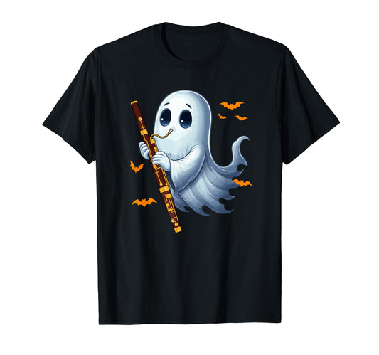 Boo Ghost Playing Bassoon Halloween T-Shirt - Unique Graphic for Adults - T-Shirt, Sweatshirt, Hoodie