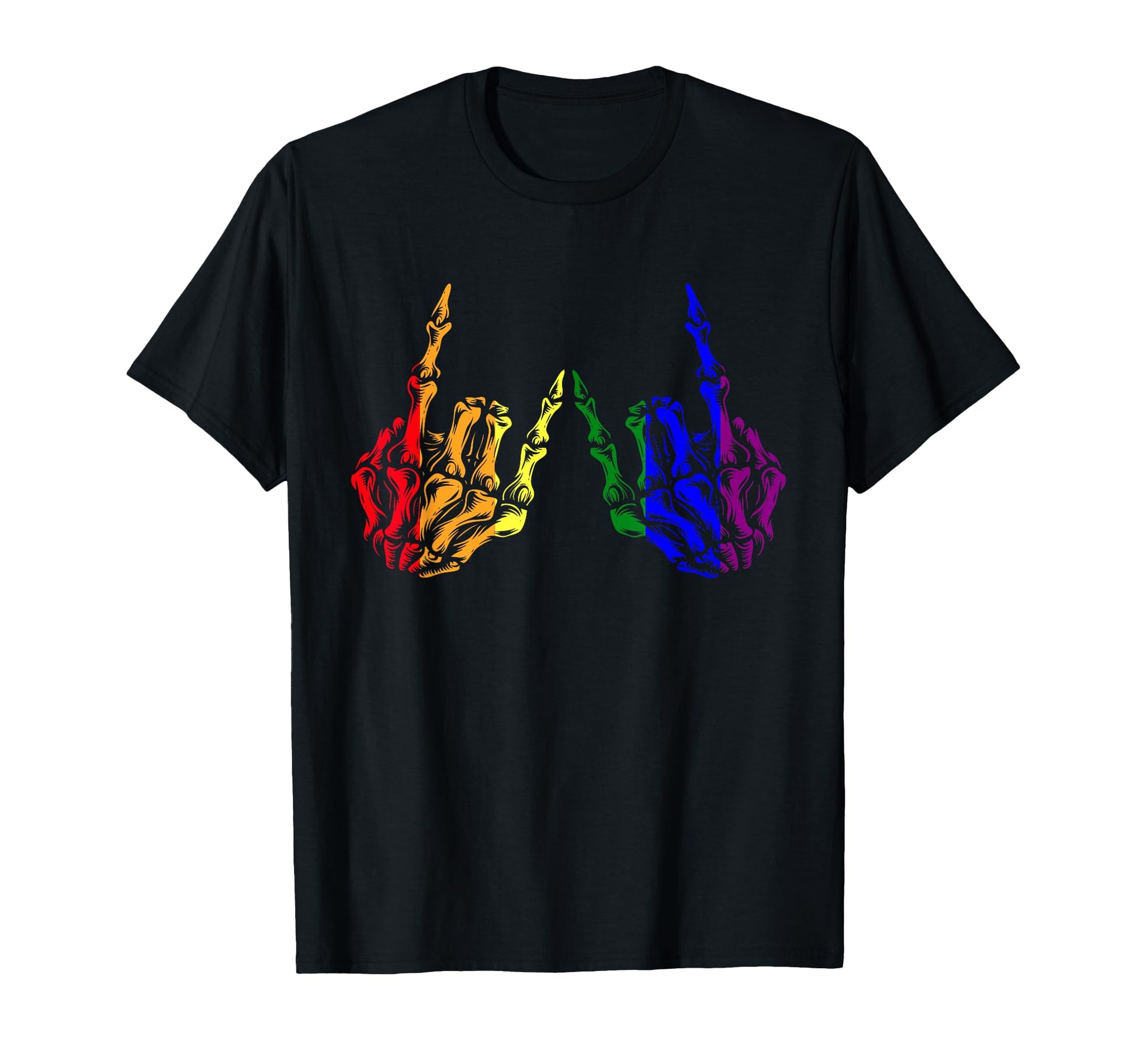 Skeleton Rock Hand Lgbt Q Rainbow Flag T-Shirt - Trendy Graphic Men Women - T-Shirt, Sweatshirt, Hoodie