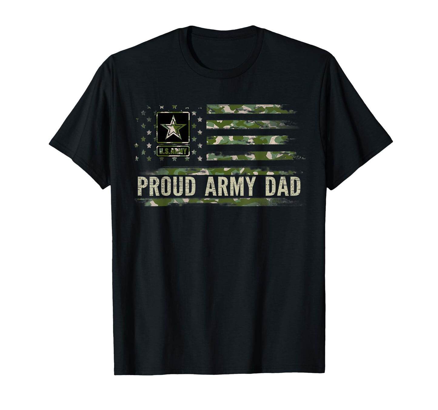 Proud Army Dad Camo American Flag T-Shirt - Fun Novelty Design Unisex - T-Shirt, Sweatshirt, Hoodie