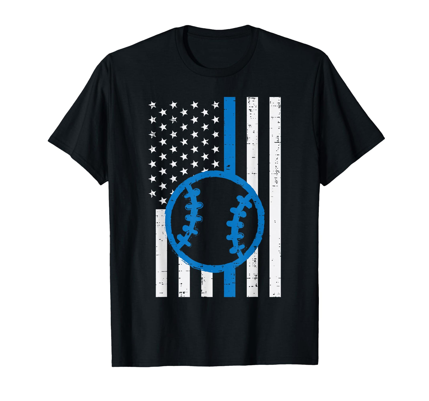 Us Flag Thin Blue Line Baseball T-Shirt - Minimalist Print for Adults - T-Shirt, Sweatshirt, Hoodie