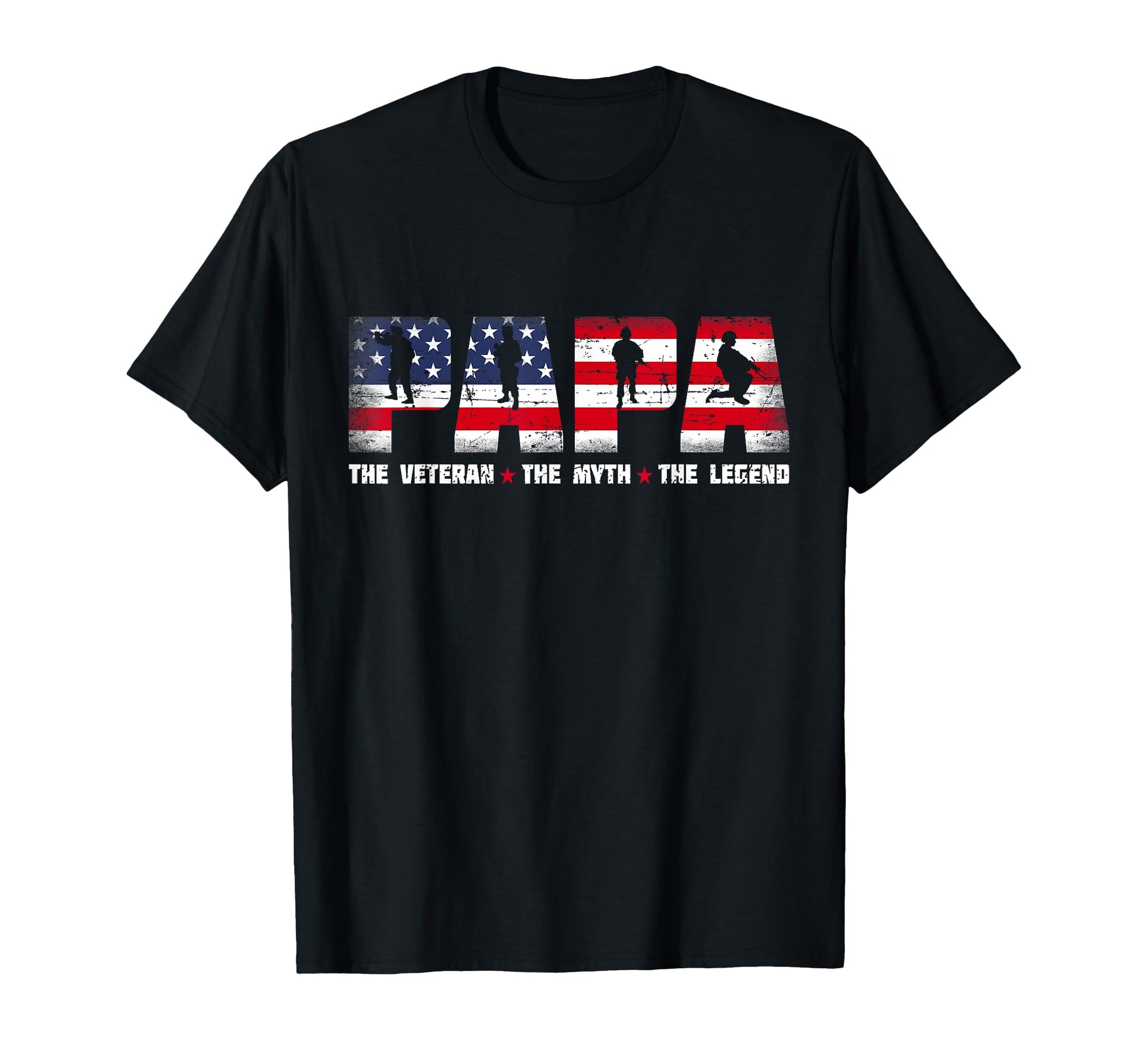 Papa Veteran Myth Legend Patriotic Us Flag T-Shirt - Unique Graphic Unisex - T-Shirt, Sweatshirt, Hoodie
