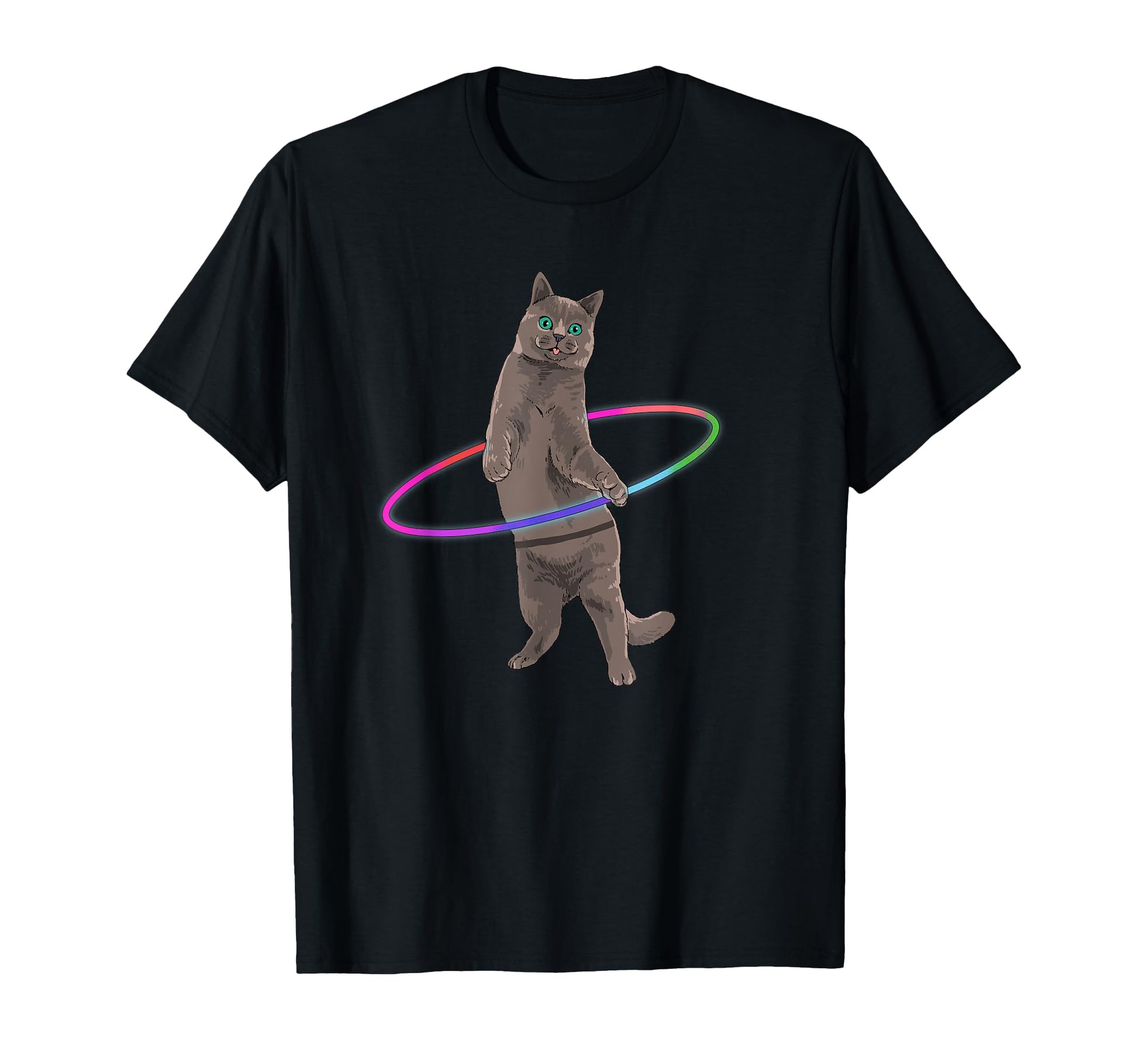 Weird Cat Kitten Dancing Hula Hoop T-Shirt - Trendy Graphic for Adults - T-Shirt, Sweatshirt, Hoodie