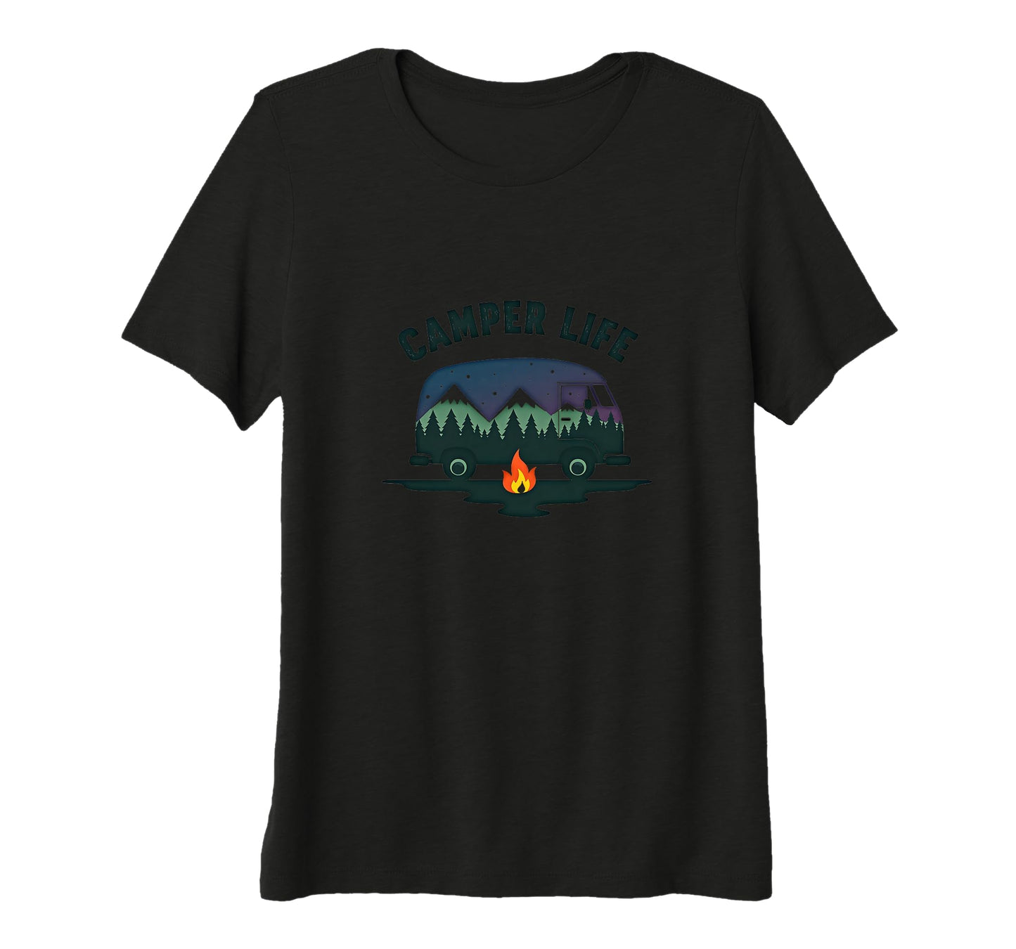 Camper Life Starry Mountain Adventure T-Shirt - Aesthetic Graphic Unisex - T-Shirt, Sweatshirt, Hoodie
