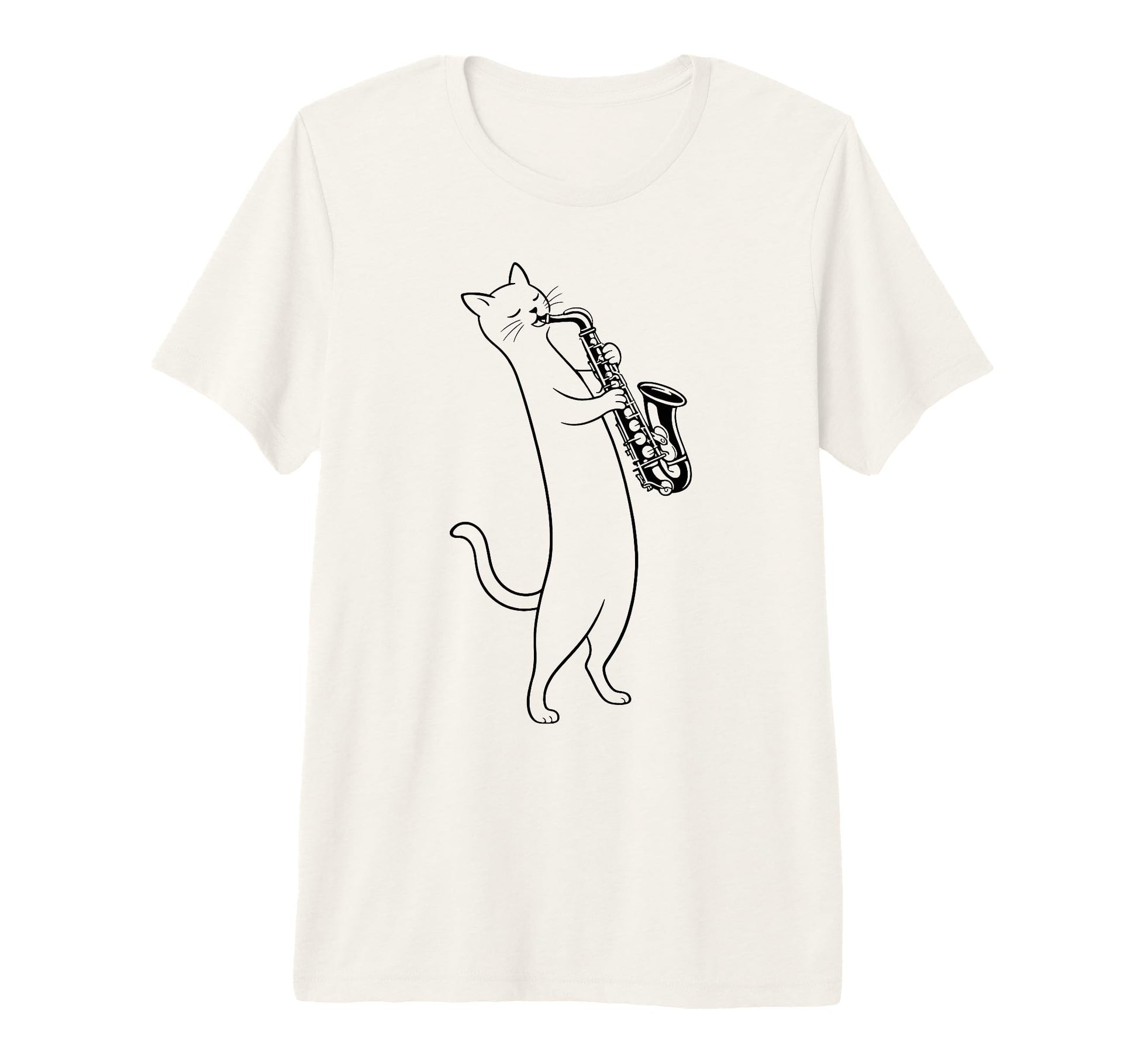 Cat Playing Saxophone Music Saxophonist T-Shirt - Custom Art Print Unisex - T-Shirt, Sweatshirt, Hoodie