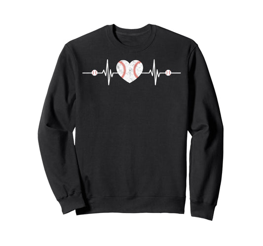 Baseball Player Heart Heartbeat Sweatshirt - Custom Art Print Men Women - T-Shirt, Sweatshirt, Hoodie