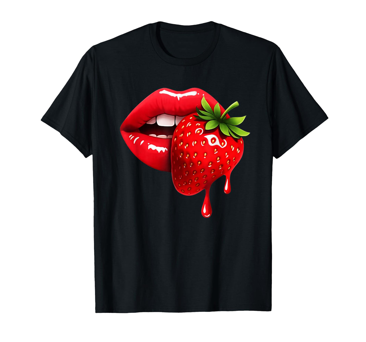 Strawberry Lips Glossy Red Pop Art T-Shirt - Streetwear Style Unisex - T-Shirt, Sweatshirt, Hoodie