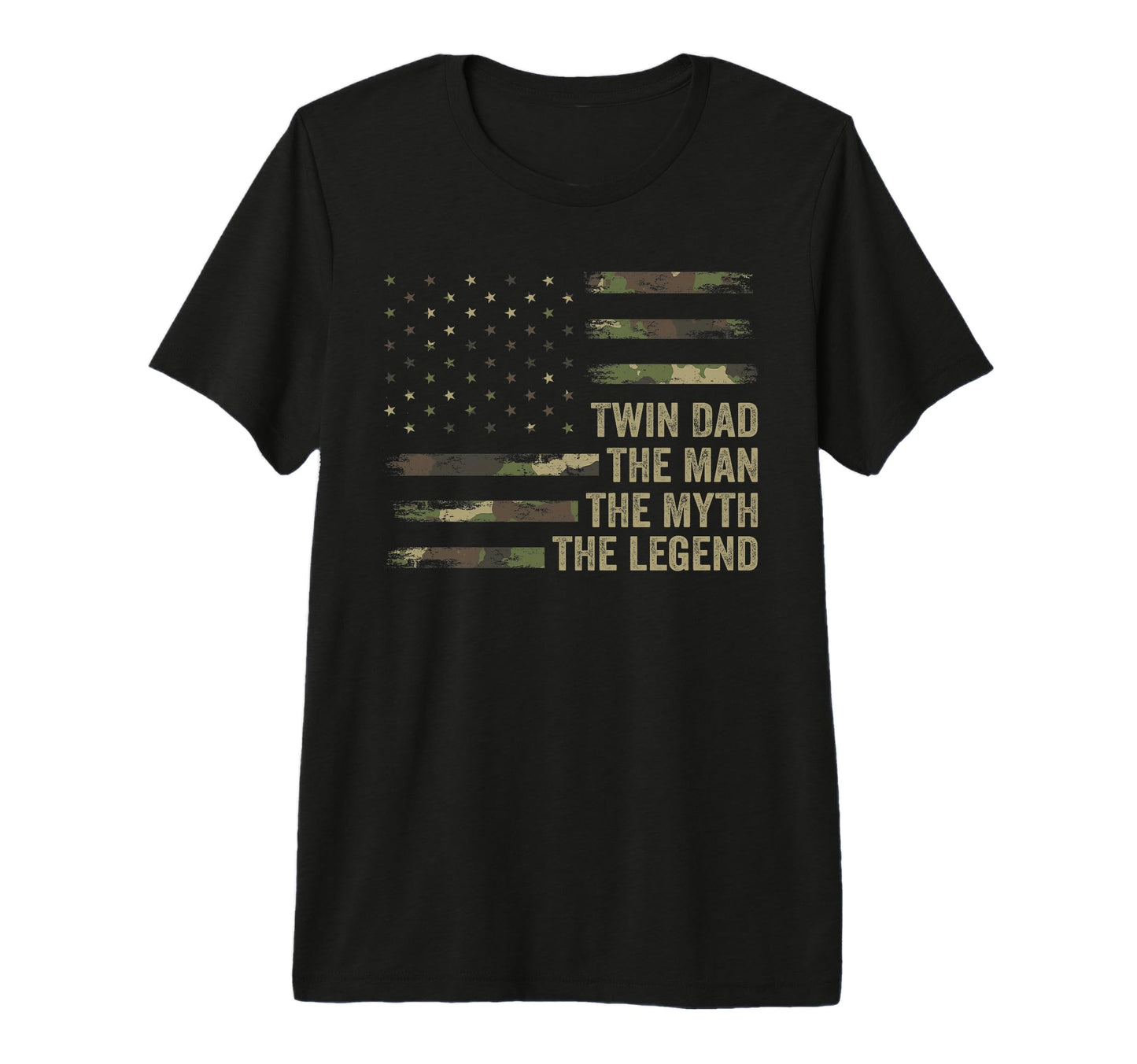 Twin Dad Camo Usa Flag Twin Dad Myth T-Shirt - Casual Everyday Wear Unisex - T-Shirt, Sweatshirt, Hoodie