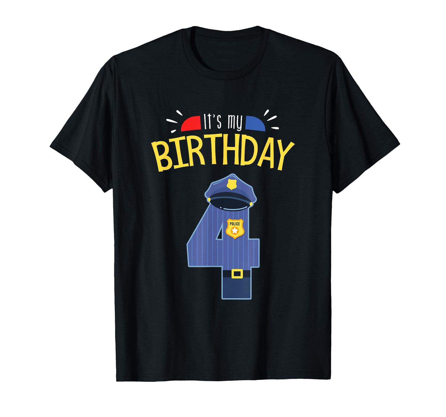 4Th Birthday 4 Year Old Police Officer T-Shirt - Novelty Apparel Men Women - T-Shirt, Sweatshirt, Hoodie