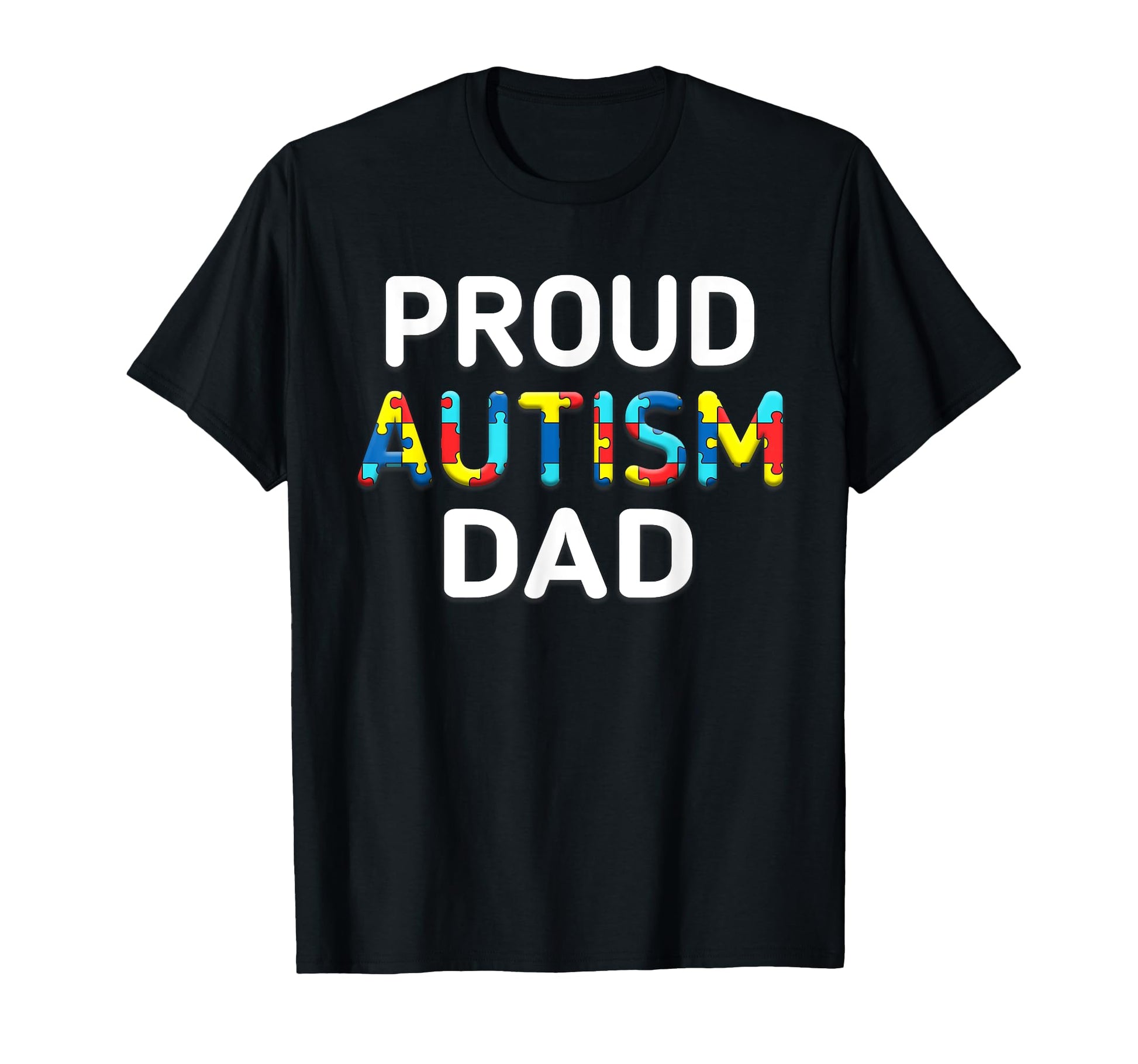 Unique Proud Autism Dad Colored Puzzle T-Shirt - Aesthetic Graphic Unisex - T-Shirt, Sweatshirt, Hoodie