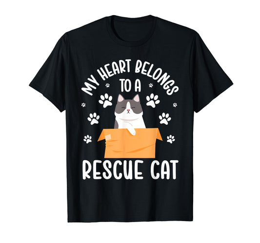 Best Rescue Cat Art Animal Rescuer T-Shirt - Minimalist Print Men Women - T-Shirt, Sweatshirt, Hoodie