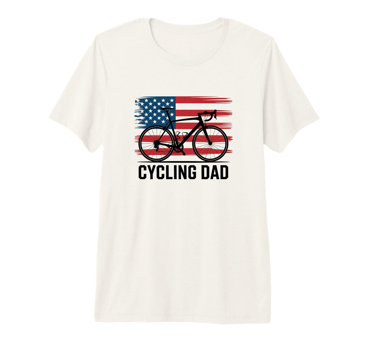 Cycling Dad American Flag Road Bike T-Shirt - Custom Art Print Unisex - T-Shirt, Sweatshirt, Hoodie