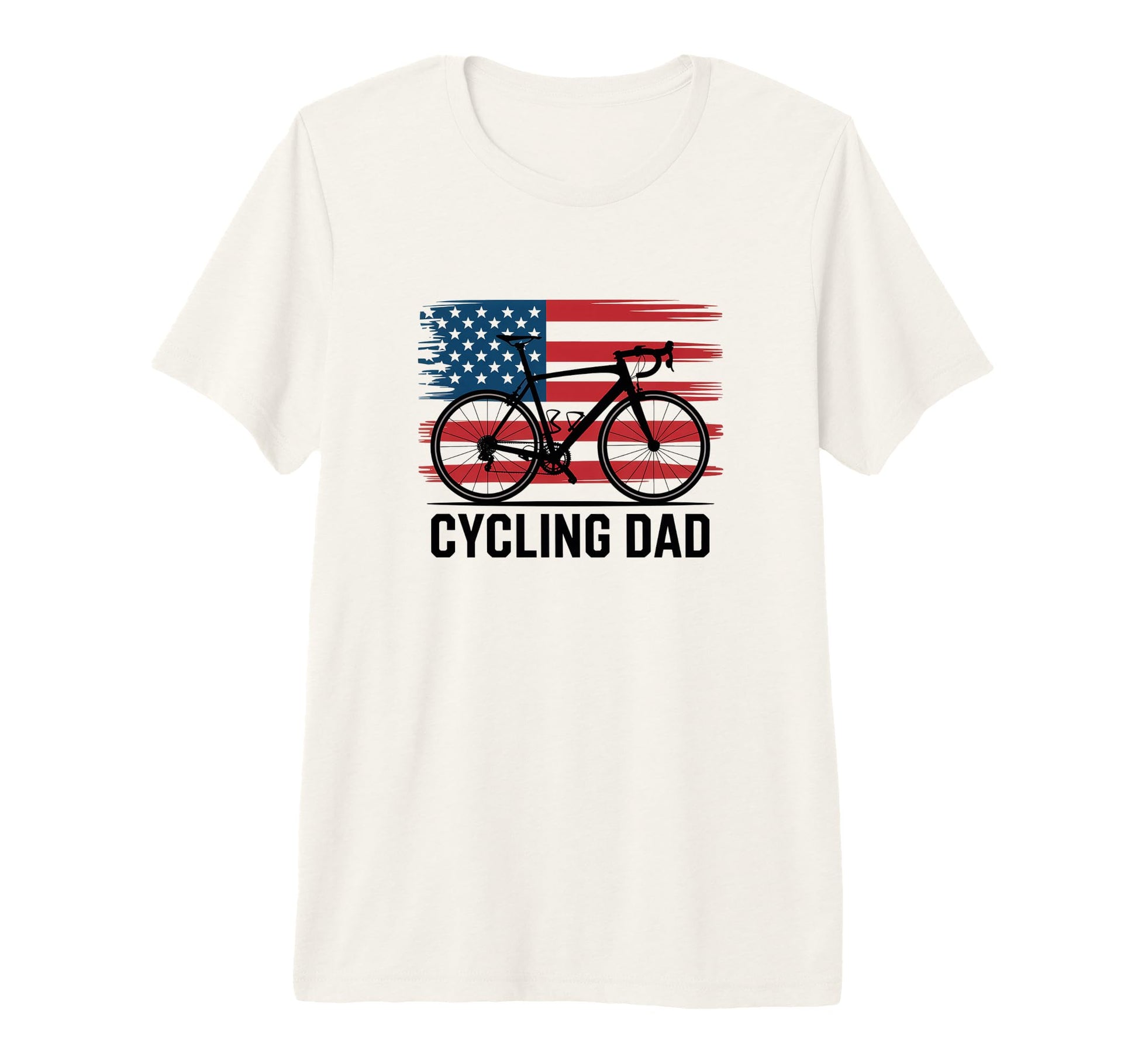 Cycling Dad American Flag Road Bike T-Shirt - Custom Art Print Unisex - T-Shirt, Sweatshirt, Hoodie