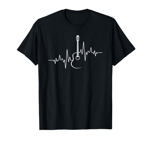 Acoustic Guitar Heartbeat Music T-Shirt - Minimalist Print Unisex - T-Shirt, Sweatshirt, Hoodie