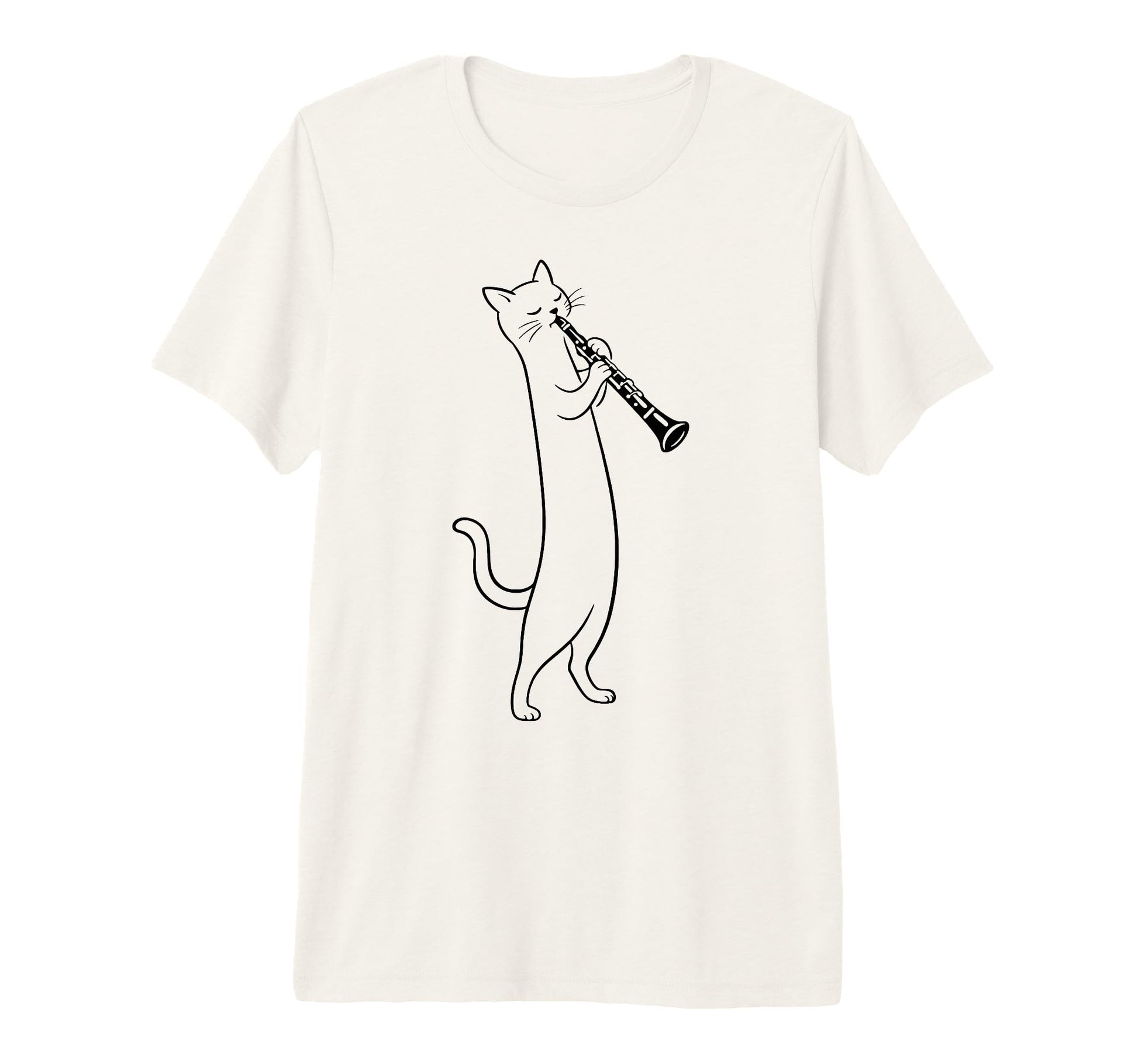 Cat Playing Clarinet Music Funny T-Shirt - Novelty Apparel for Adults - T-Shirt, Sweatshirt, Hoodie