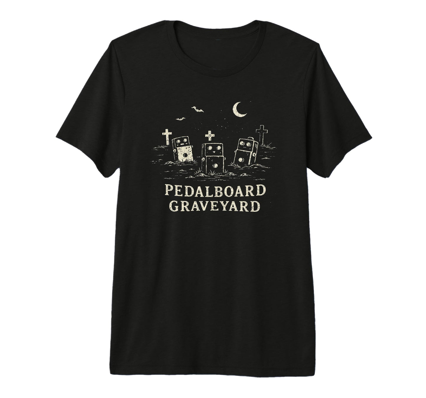 Pedalboard Graveyard Funny Halloween T-Shirt - Casual Everyday Wear Unisex - T-Shirt, Sweatshirt, Hoodie