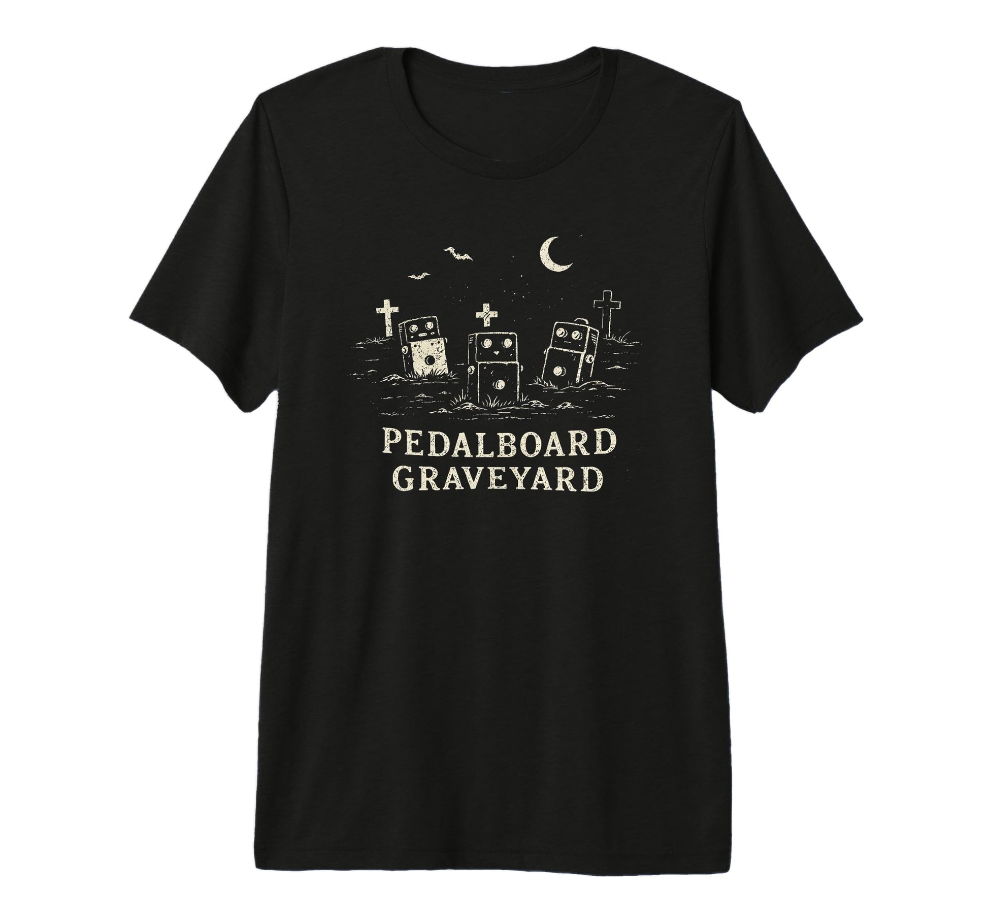 Pedalboard Graveyard Funny Halloween T-Shirt - Casual Everyday Wear Unisex - T-Shirt, Sweatshirt, Hoodie